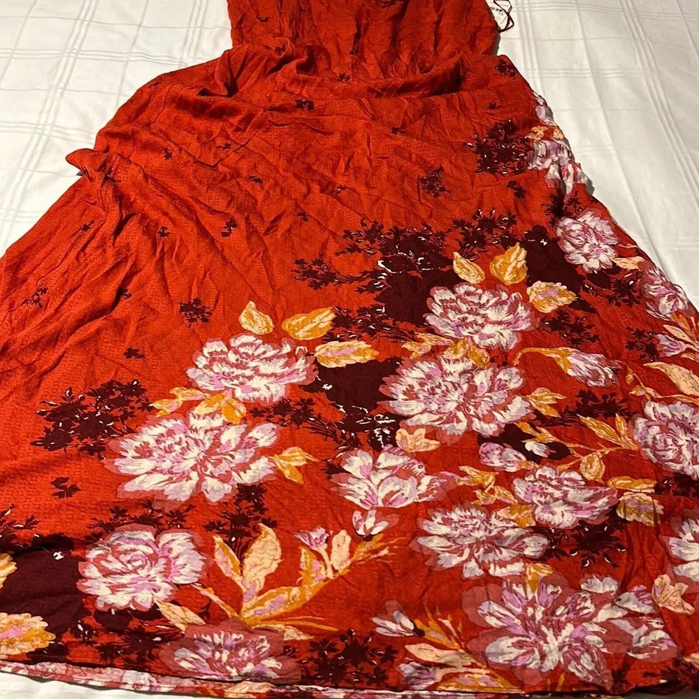 Free People Women's Scarlet Combo Floral Get To You Smocked Maxi Dress Size XL - Picture 6 of 6